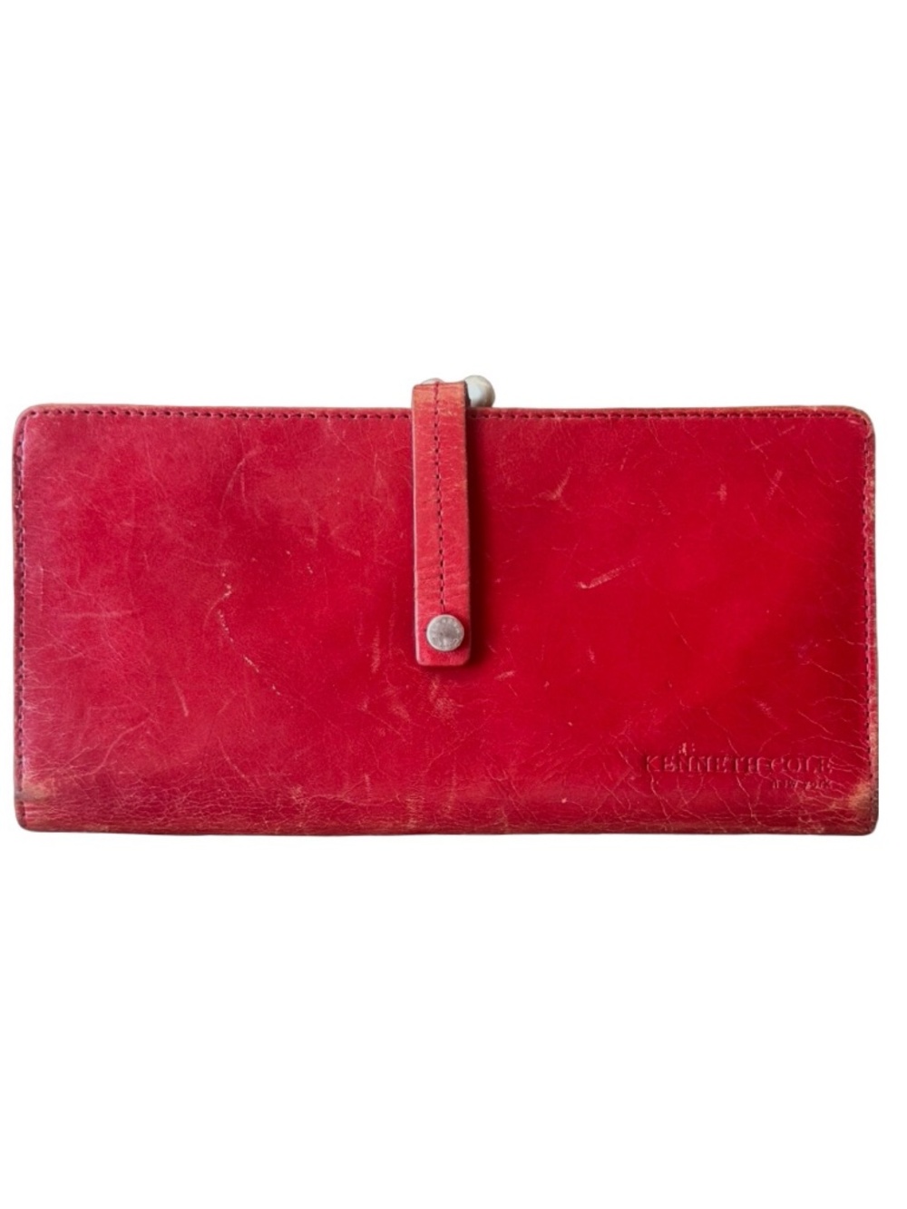 KENNETH COLE Red Leather Bifold Wallet 7 1/2”x 3 3/4”